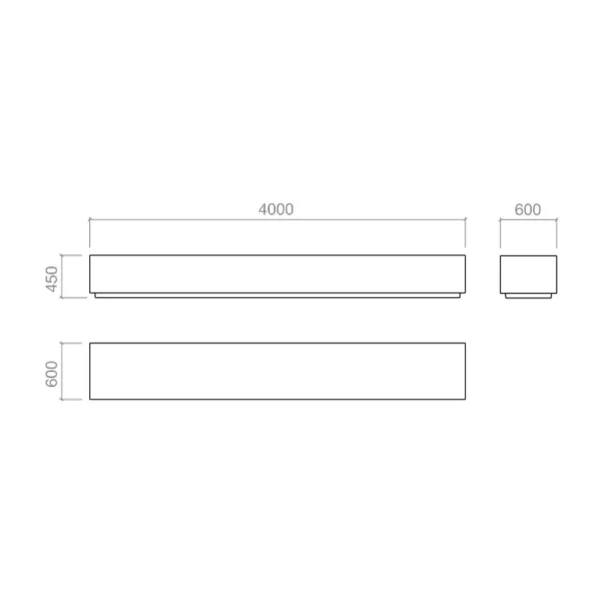 Betongbänkar | Blöke betong-bänk 4m modul, smal version