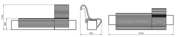 Bänk Med Ryggstöd | WAVE Trä-sits Bänk Set med Betongblock 270cm