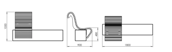 Betongbänkar | WAVE trästol med betongbas (60cm + 180 Cm)