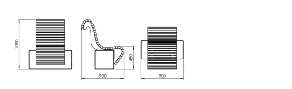 Bänk Med Ryggstöd | WAVE trästol med betongbas (60cm + 90 Cm)