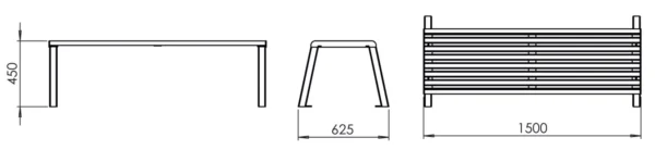 Bänk Utan Ryggstöd | VITA Parkbänk Utan Ryggstöd 150 Cm Bred