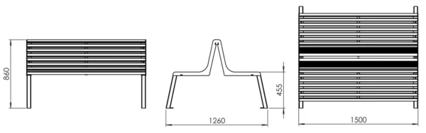 Bänk Med Ryggstöd | VITA Parkbänk Dubbelsidig Med Ryggstöd 150 Cm Bred