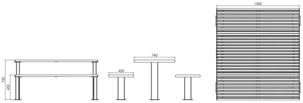 Bord | VITA Picknickset Utomhus Bord/Bänk Utan Ryggstöd 150 Cm Bred